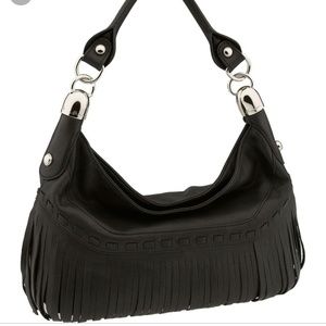 B. Makowski Dark Purple Leather Handbag